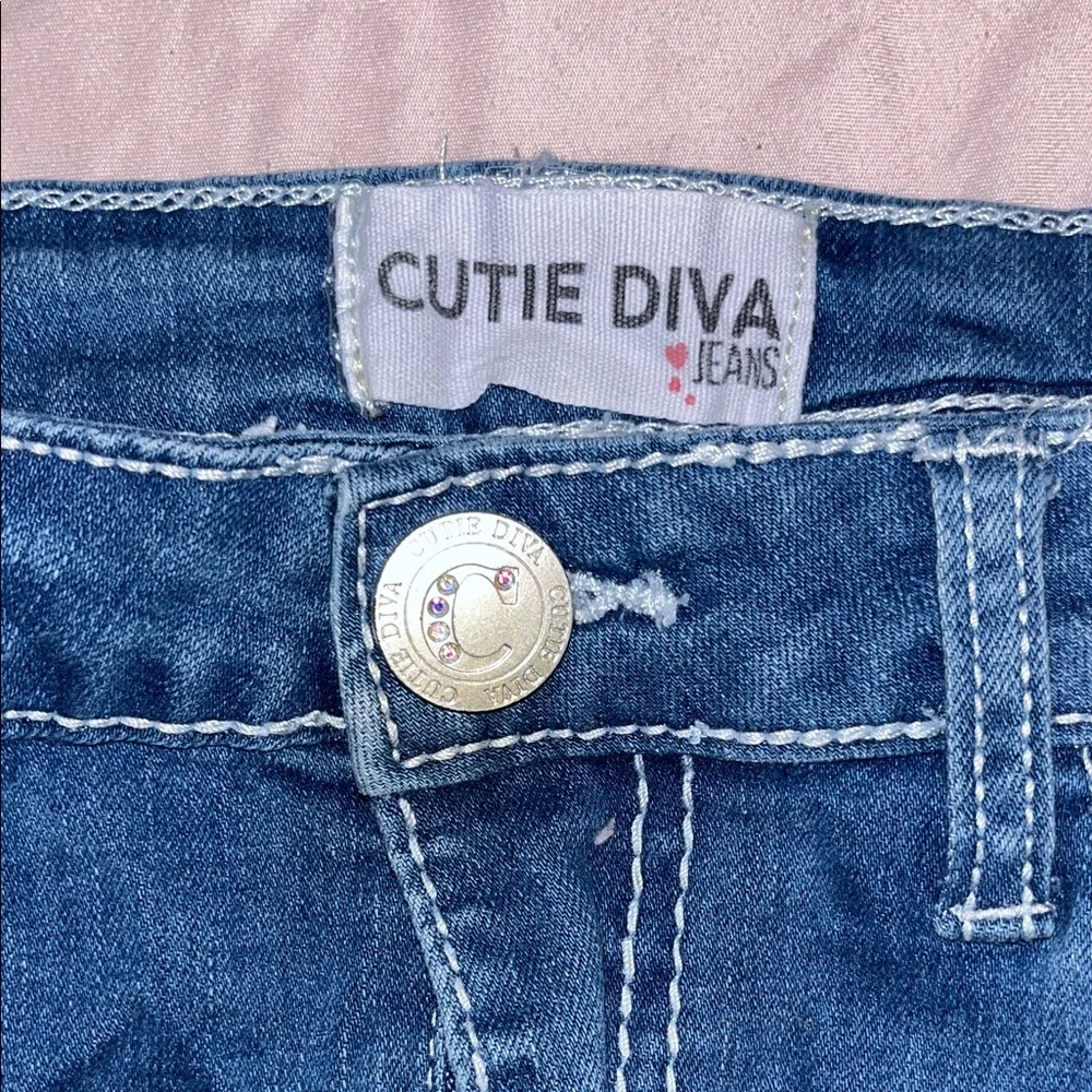 Denim Blue Skirt with Embellished Pockets - Picture 2 of 6